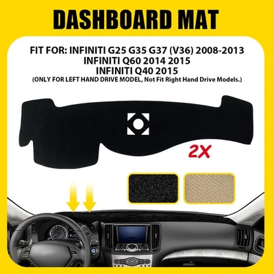 Dashboard Pat Dash Mat Fit 2008 2009 2010-2014 2015 Infiniti Q40 Q60 G25 G35 G37 - Image 1 of 4