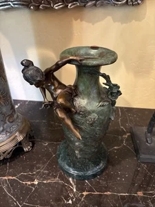 Original Rare Signed Bronze Sculpture Female Vase With Girl By Mathurin Moreau - Picture 1 of 11