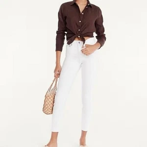 Pantalones de mezclilla recortados de pierna ajustada 100 % algodón blancos para mujer talla 10 de J.Crew - Imagen 1 de 8