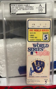 1982 World Series Game 5 Bruce Sutter Autographed Signed Ticket BAS IP COA +DGA - Picture 1 of 2