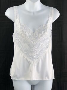 Vintage Halter Cami Slip Dress S/M White Lace Satin Fairy Y2K 90s