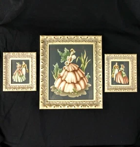 3 impresiones artísticas vintage de mediados de siglo enmarcadas de Turner Bellas y caballeros años 40  - Imagen 1 de 11