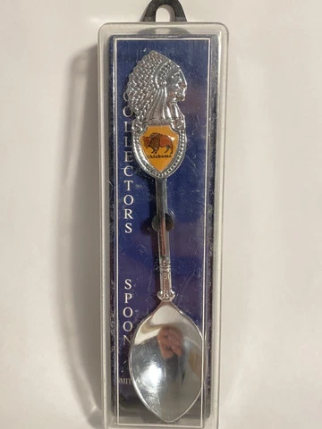 vintage Oklahoma Silvertone Souvenir Spoon enamel Buffalo rare original Cover