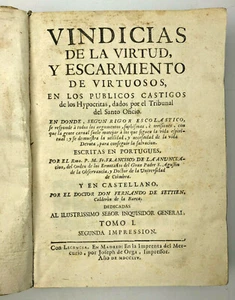 1754 Vindicias De La Virtud, Y Escarmiento De Virtuosos (Defenses of Virtue) - Picture 1 of 12