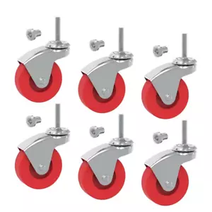 6 Pcs Swivel Caster Wheel Creeper Cart Stool Post Mount Replacement Heavy Duty - Picture 1 of 6