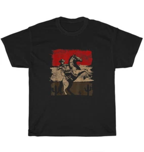 Retro Vintage Horse Riding Rider Western Country Cowboy Rodeo T-Shirt Unisex NEW - Picture 1 of 4