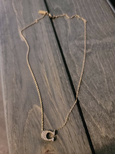 Coach G Tone Pave Signature C Necklace 91433 NIP