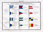 Cherbourg Brest France Fahne Flagge Marine naval flag maritime Lithograph 1820