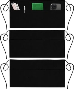 3 Pack Server Aprons with 3 Pockets - Waist Apron, Waitress Apron for Women Man - Picture 1 of 8