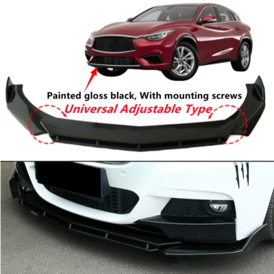 Add-on Universal Fit For 2017-2019 Infiniti QX30 Front Bumper Lip Splitter ABS Foto 1 de 4