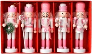 5 piezas Navidad Madera Cascanueces Colgante Estatuilla Adorno Madera Navidad Decoración Rosa - Imagen 1 de 7