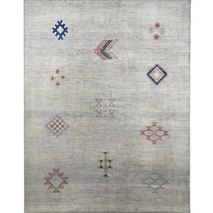 Handmade (8' x 10') Gray Southwestern Style Afghan Oriental Wool Area Rug - Picture 1 of 10