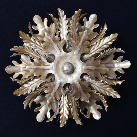 VINTAGE 60's BANCI FIRENZE GILT TOLE FLUSH MOUNT CEILING FIXTURE 6 LIGHTS MCM Cover