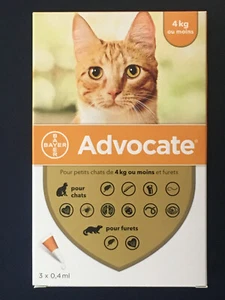 VERMIFUGE ANTI-PUCES SPOT-ON pour CHAT (inf 4 kg) 3 pipettes - Foto 1 di 1