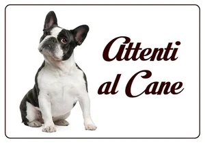 BULLDOG FRANCESE TARGA ATTENTI AL CANE RESISTENTE ROBUSTA IN HPL 200 X 140 MM - Imagen 1 de 1