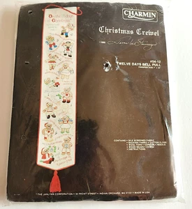 Janlynn 1985 Vtg Christmas Crewel Bell Pull Kit "Twelve Days" Teddy Bears - Picture 1 of 10