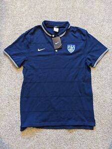Nike Men's US Soccer Striped Polo Shirt Medium Navy Blue NWT