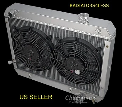 CHAMPION 4 FILAS RADIADOR ALUMINIO VENTILADORES 12" 63 64 65 CHEVY NOVA II 4.6L 5.3L 5.4L Foto 1 de 2