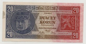 CZECHOSLOVAKIA 20 KORUN 1926 PICK 21 S SPECIMEN UNC- - Picture 1 of 2