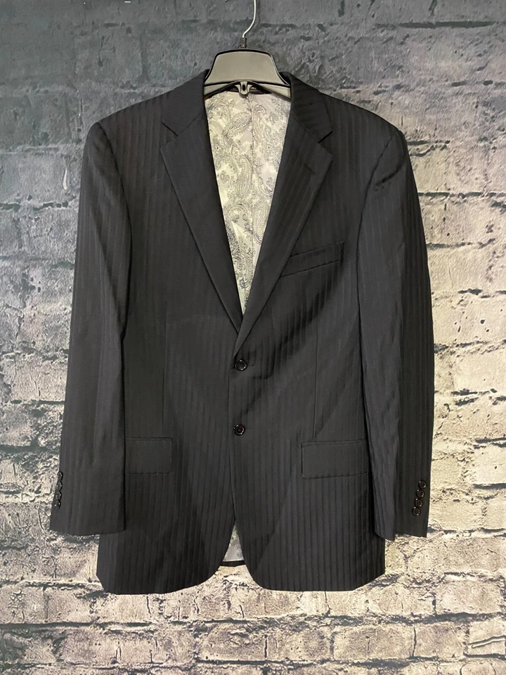 Tiglio Jacket Mens 40L Black Striped Wool Blazer Luxury Blazer Old Money - Image 1 of 4