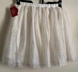 NEW Girls Tutu Mesh skirt by Holiday Time sz XL (14-16) Cream/gold dots - Picture 1 of 3