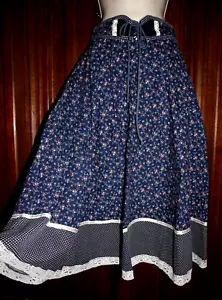 Vintage Jessica's Gunnies Gunne Sax skirt 9/S blue floral polka dot lace ribbbon - Picture 1 of 9
