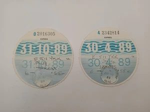 2 X Skoda PLG 1989 Original Stamped Old Road SAME CAR Cars Tax Disc Discs Rare - Picture 1 of 2