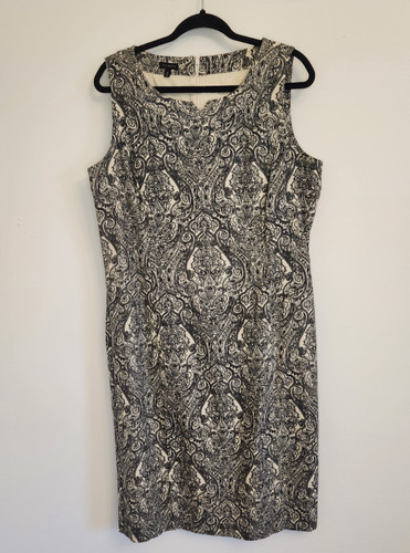 VETEMENTS Abito donna Talbots tweed taglia 16 damascato nero bianco midi ufficio carriera