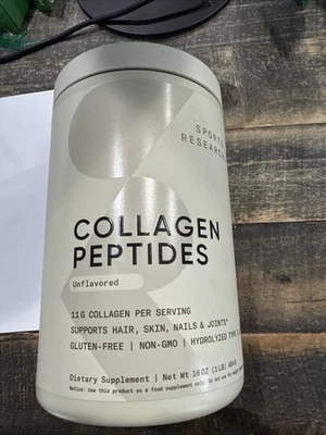 Polvo sin sabor de péptidos de colágeno Sports Research 16 oz Foto 1 de 2