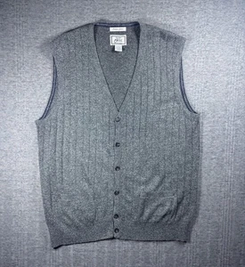 Jos A Bank Italian Yarn Sweater Vest Gray Wool Silk Button Up Men’s Size XL - Picture 1 of 3