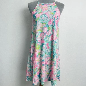 Lilly Pulitzer XS Margot Swing Kleid Blumen hochgeschlossen ärmellos Pima Baumwolle NEU - Bild 1 von 8
