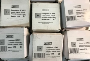 JOB LOT 19 x DENMANS DESIGNA 2-GANG FLAT SCREWLESS COAXIAL OUTLET (201#B) - Picture 1 of 3