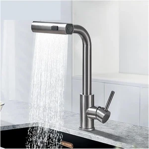 (KF-027) Single Hole Kitchen Sink Faucets with Pull Down Sprayer, Single Handle - Picture 1 of 2