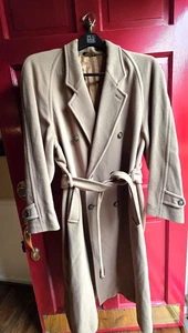 Mario Valente Italian Vintage Beige Long Wool Cashmere Overcoat Winter Coat 40 - Picture 1 of 14