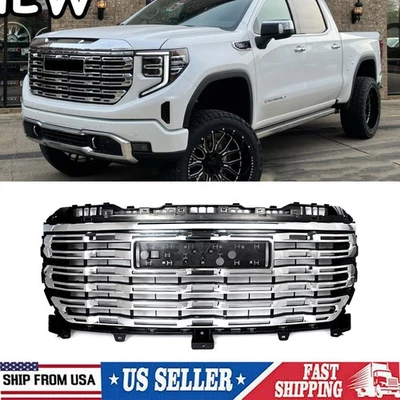 For 2022 2023 2024 GMC Sierra 1500 Denali Front Bumper Grille Upper Grill Chrome Foto 1 de 4