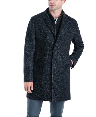 NWT MICHAEL KORS Pike Slim Fit Wool Blend Removable Bib Black Over Coat Sz 38S - Image 1 of 4