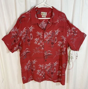 Camisa Hawaiana Lucky Beach Hula Wear Roja Rayón Frío Aloha XL Tema Asiático "Sedosa" - Imagen 1 de 11