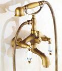  Antique Brass Wall-mounted Clawfoot Bathtub Faucet Hand Shower Mixer Tap ttf313