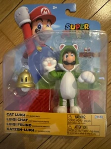 2023 Jakks Pacific Nintendo Super Mario CAT LUIGI w/ SUPER BELL 4” Action Figure - Picture 1 of 2