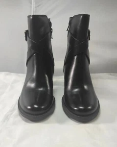 ECCO Women's Saunter 65 Black Leather Side Buckle Ankle & Zip Up Boots Size EU39 - Picture 1 of 18