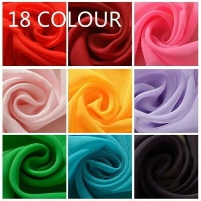 18 Colour Chiffon Fabric DIY Material Bridal Dress Craft Sheer Plain Solid Soft - Image 1 of 4