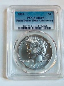 2021 Peace Dollar 100th Anniversary PCGS MS69 High Relief Coin US Mint - Picture 1 of 2