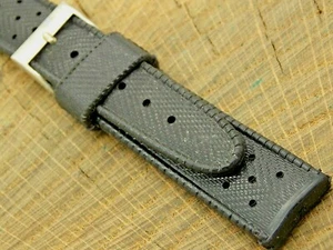 Correa de reloj SUB Mod Dep NOS de colección de 18 mm de goma negra con hebilla de tono plateado sin usar - Imagen 1 de 4