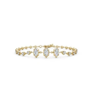 1.26ct Marquise Cut Lab Grown Diamond 10k solid gold sophisticated line bracelet - Picture 1 of 9