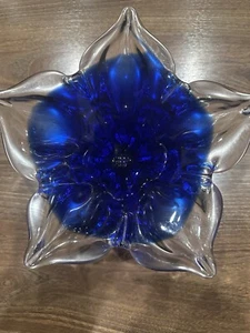 1980s Zora Da Venezia Designer Murano Italy Royal Blue Decorative Bowl RARE - Picture 1 of 11