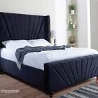Horizon Winged Panel Bed Luxury Velvet All Colour All Sizes Available + Mattress