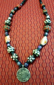 Lychee Filigree Necklace - Mud Stone 28" - ONE OF A KIND - Picture 1 of 2