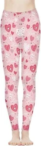 Yoga Pants for Women Full Length Workout Tights Large, Pink Heart Love - Picture 1 of 5