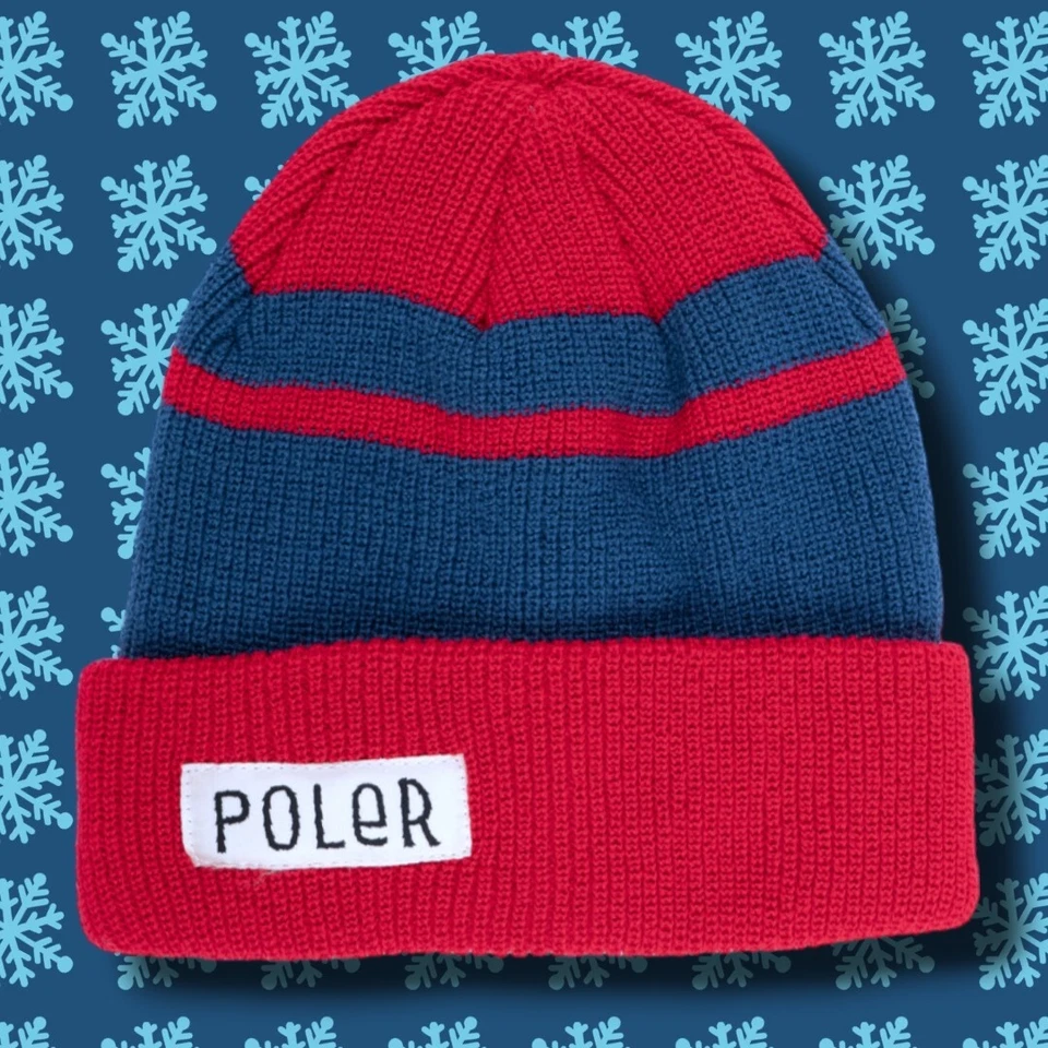 NUEVO CON ETIQUETAS Poler Workerman Gorro Rojo Azul Rayas Invierno Nieve Sombrero Talla Única Gorra Elástica Foto 1 de 1
