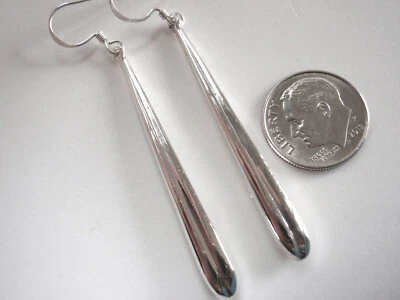 Long Dangling Pins 925 Sterling Silver Dangle Drop Earrings - Image 1 of 2